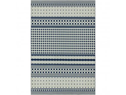 ASIATIC LONDON Alfresco Antibes Blue Cream Geometric - koberec