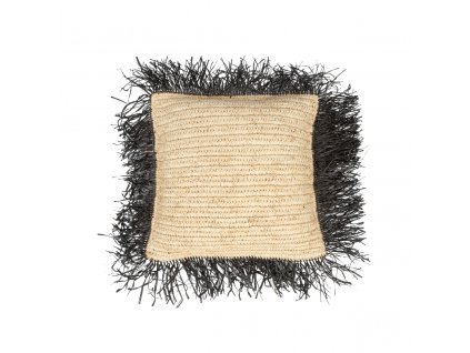 BAZAR BIZAR The Raffia Cushion Cover - Natural Black - 40x40 obliečka