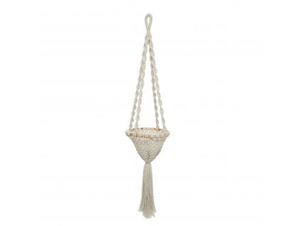 BAZAR BIZAR The Twisted Macrame Plant Holder - Natural White - L závesná dekorácia