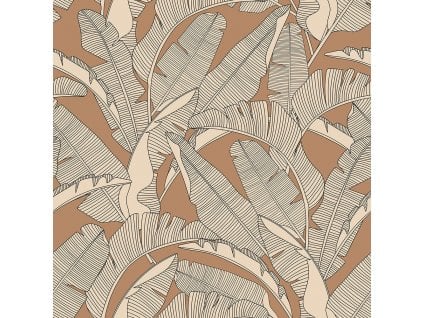 DEKORNIK Classic Big Palm Leaves Ivory Cinnamon - Tapeta