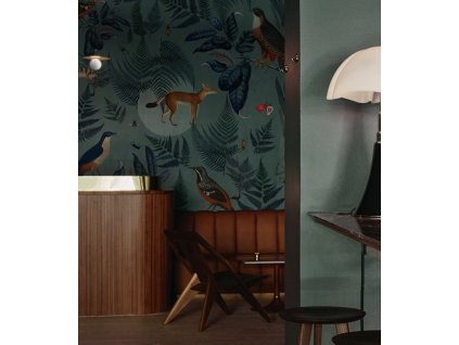 WALLCOLORS Turquoise Fern wallpaper - tapeta