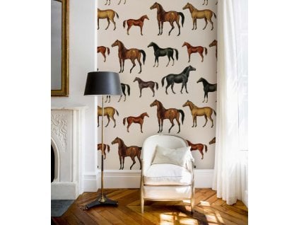 WALLCOLORS Horses Beige wallpaper - tapeta