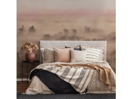 VLADILA Foggy Landscape Peach - tapeta