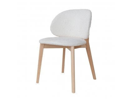 MOOD SELECTION Pecora Čalúnená stolička krémová s drevenými nohami CM01