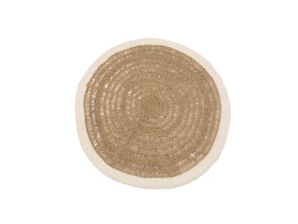 BAZAR BIZAR The Seagrass & Cotton Round Carpet - Natural White - výpredaj